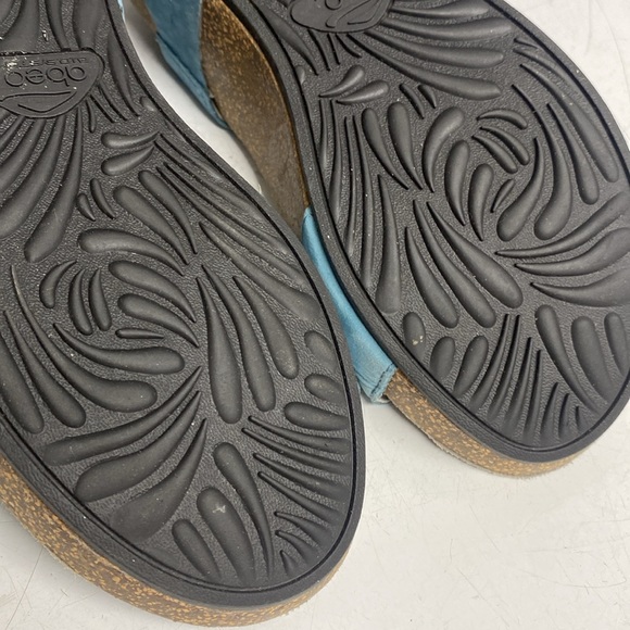 Abeo Una Blue Leather Wedge Sandal Shoes Size 7.5 - Picture 16 of 17